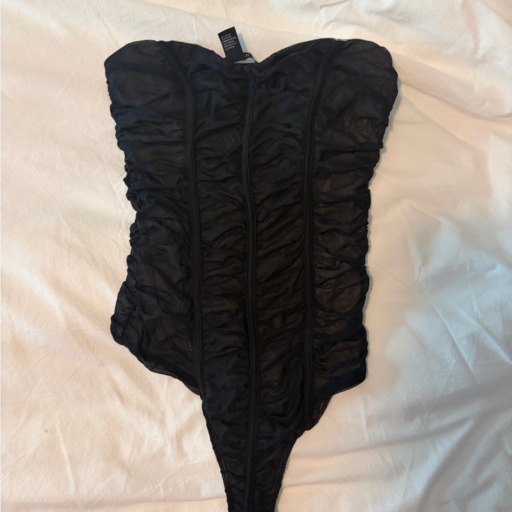 Forever 21 Black Ruched Bodysuit